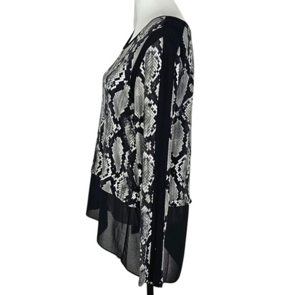Michael Kors Snake Print Tunic Sz M Sheer Chiffon Trim Flowy Boho High Low - Picture 2 of 6